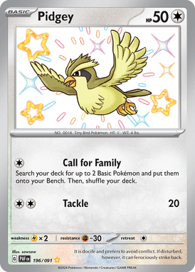 Paldean Fates - 196/091 - Pidgey - Shiny Pokemon kaarten Kopen - LuiopZondag TCG Store Assen