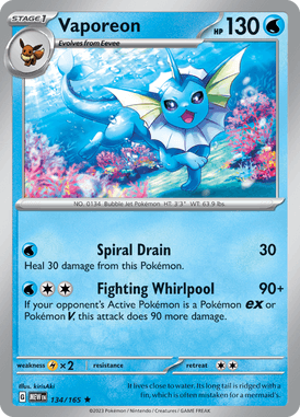 151 - 134/165 - Vaporeon - Pokemon kaarten Kopen - LuiopZondag TCG Store Assen