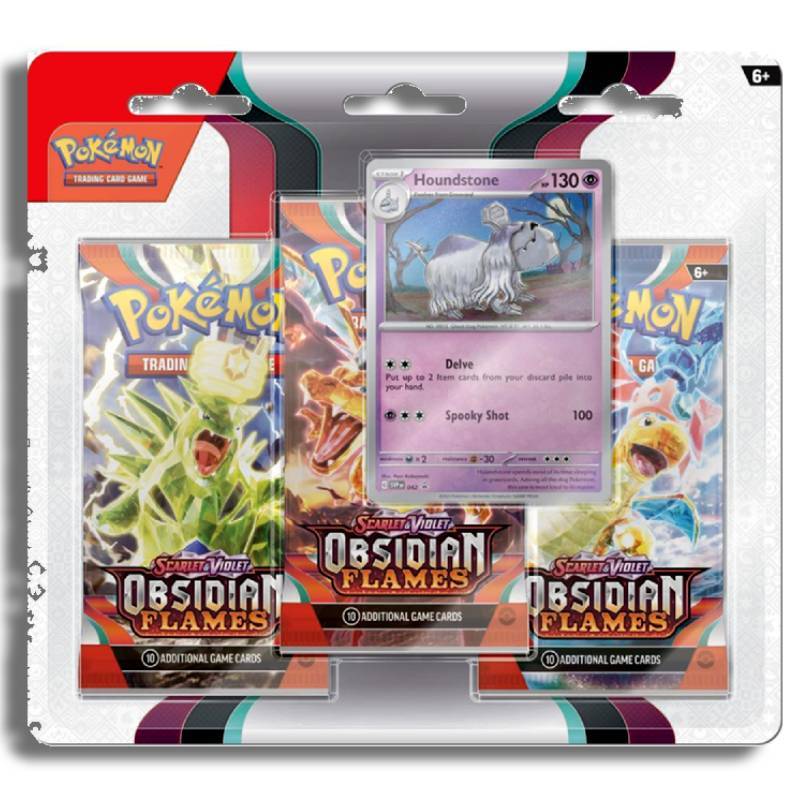 3 pack blister Obsidian Flames met Houndstone Promo kaart