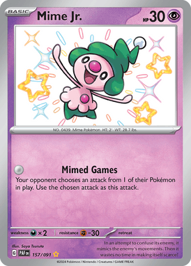 Paldean Fates - 157/091 - Mime Jr. - Shiny Pokemon kaarten Kopen - LuiopZondag TCG Store Assen