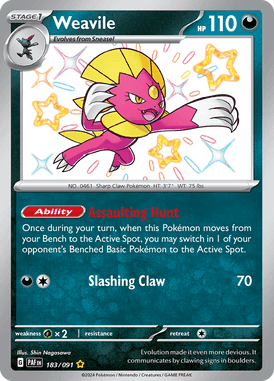 Paldean Fates - 183/091 - Weavile - Shiny Pokemon kaarten Kopen - LuiopZondag TCG Store Assen