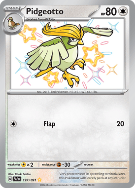 Paldean Fates - 197/091 - Pidgeotto - Shiny Pokemon kaarten Kopen - LuiopZondag TCG Store Assen