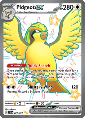 Paldean Fates - 221/091 - Pidgeot ex - Shiny Pokemon kaarten Kopen - LuiopZondag TCG Store Assen
