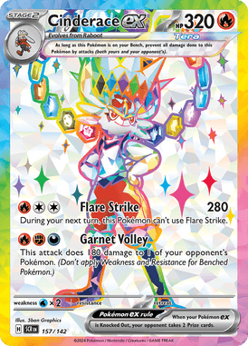 Stellar Crown - 157/142 - Cinderace ex - Losse Pokemon Kopen - LuiopZondag TCG Store